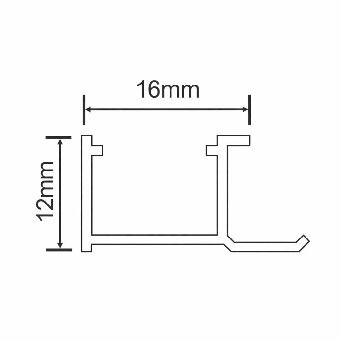 Профиль боковой финишный D1023 3000х16х12 мм, под светодиодную ленту, черный