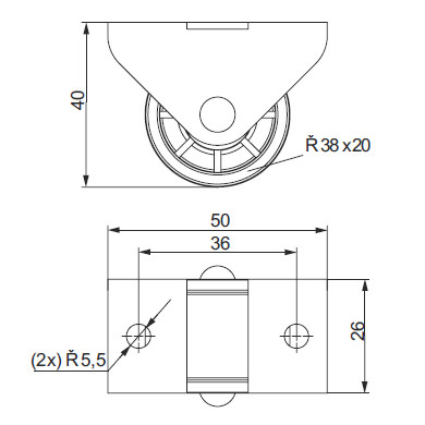 Ролик AR 172-1, H=40 мм, Ø38 мм