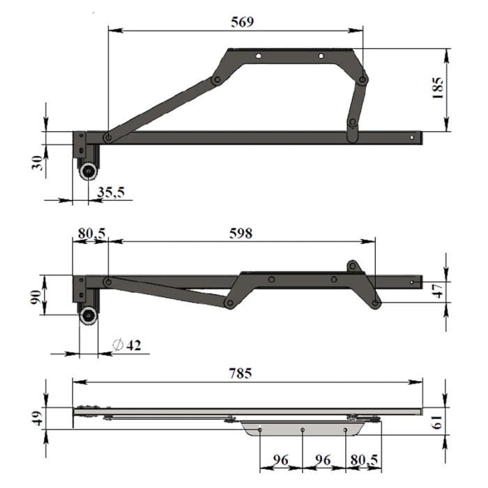 Подъемный механизм "Дельфин" 785 мм
